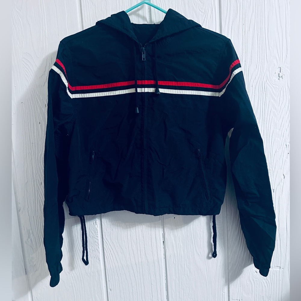 J. Galt Navy Full-Zip Hooded Windbreaker